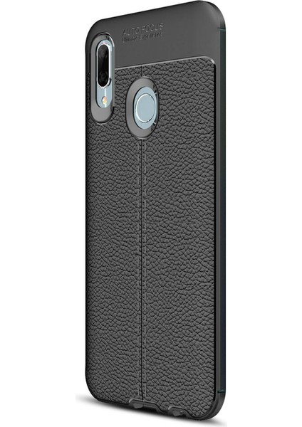 Huawei P Smart 2019 Deri Görünümlü Silikon Siyah