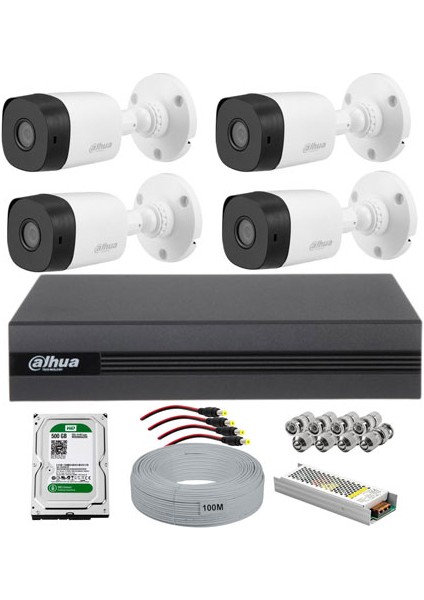 4 Kameralı Dahua Güvenlik Kamerası Full SET-500GB