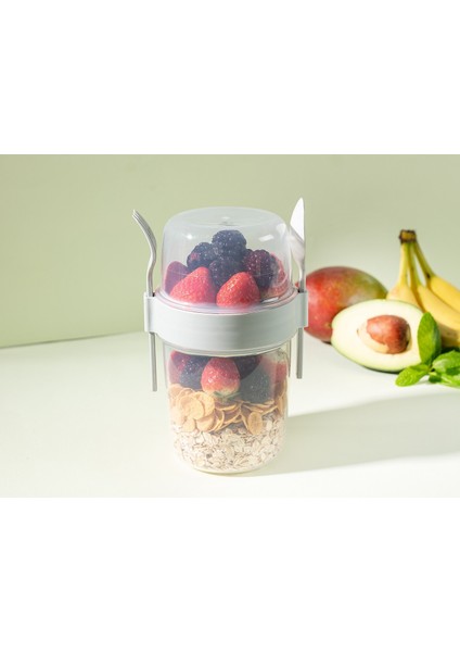 Kapaklı Kaşık ve Çatallı Yemek Taşıma ve Saklama Kabı YEŞİL indirimleri