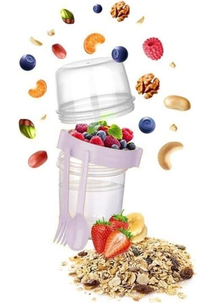 Kapaklı Kaşık ve Çatallı Hazırla ve Çık Diyet Kabı Pudra fırsatları