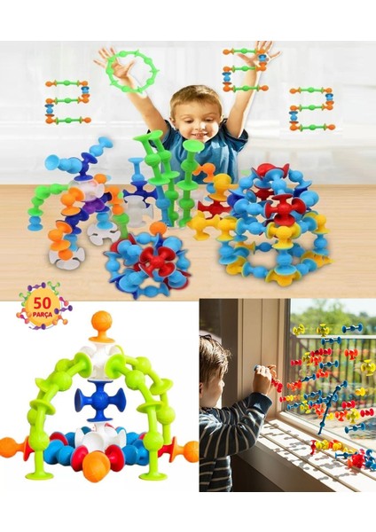 Vantuzlu Vakum Molekül 50 Parça Yapı Silikon Taşları Popit Duyusal Eğitici Oyuncak Squigz Blok fiyatları