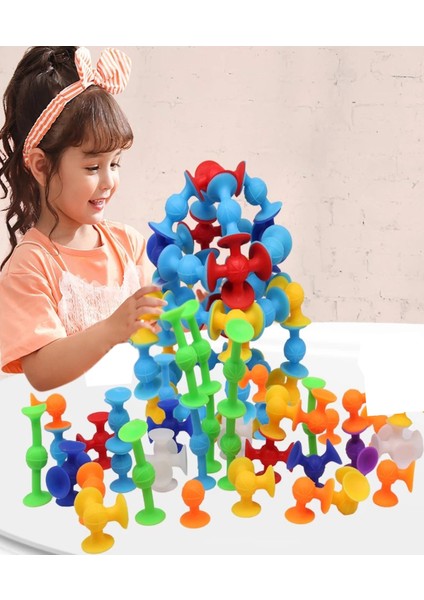 Vantuzlu Vakum Molekül 50 Parça Yapı Silikon Taşları Popit Duyusal Eğitici Oyuncak Squigz Blok modelleri