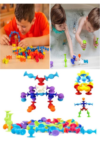 Vantuzlu Vakum Molekül 50 Parça Yapı Silikon Taşları Popit Duyusal Eğitici Oyuncak Squigz Blok fırsatları