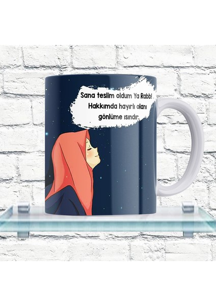 Tesettürlü Kız Özlü Söz Baskılı %100 Porselen Kupa