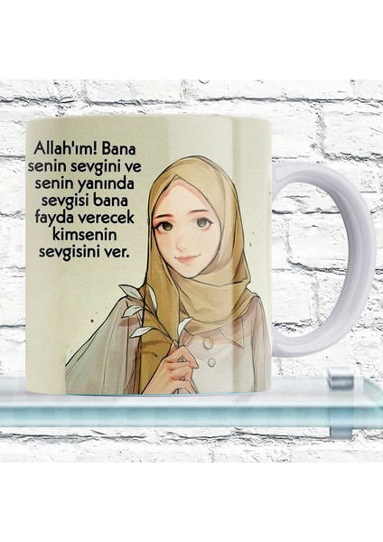 Tesettürlü Kız Özlü Söz Baskılı %100 Porselen Kupa