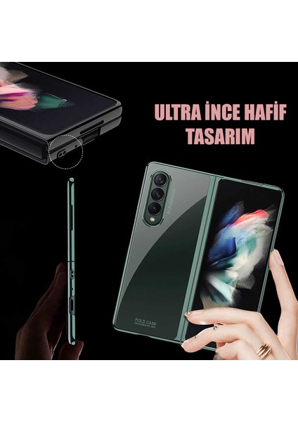 Galaxy Z Fold 3 Kılıf Metal Görünümlü Ultra Ince Katlanabilen Luxury Crieff Case