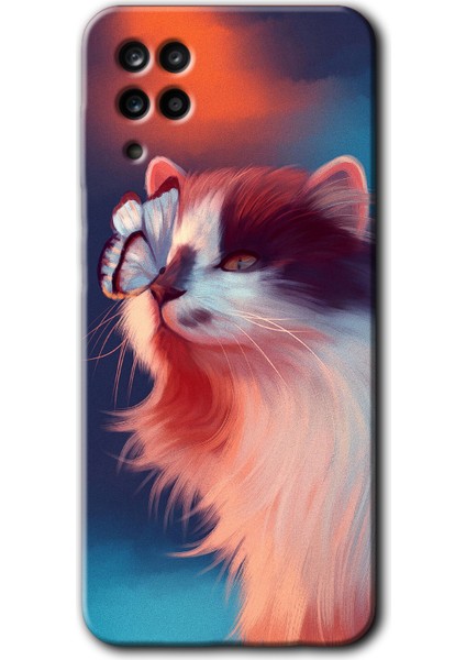 Samsung Galaxy A01 Core Kılıf Hd Desen Baskılı Arka Kapak - Cat Butterfly