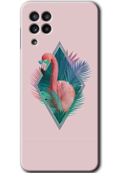 Samsung Galaxy M22 Kılıf Hd Desen Baskılı Arka Kapak - Flamingo