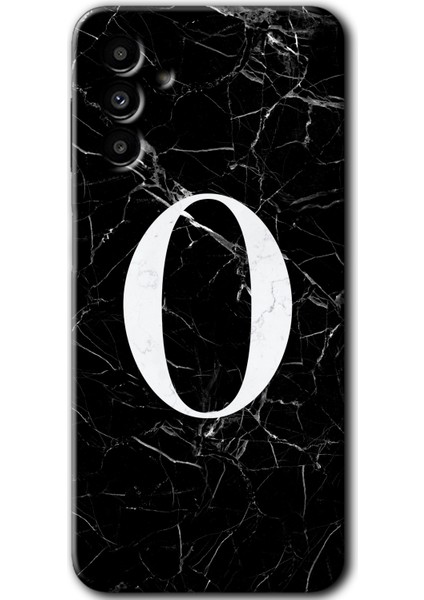 Samsung Galaxy A13 5g Kılıf Hd Desen Baskılı Arka Kapak - Siyah Mermer Desenli O Harfi