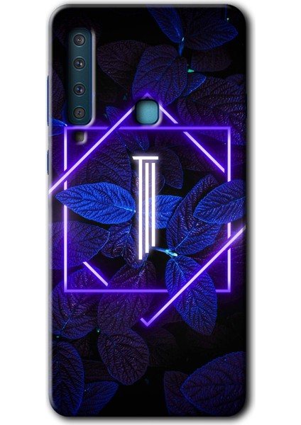 Samsung Galaxy A9 2018 Kılıf Hd Desen Baskılı Arka Kapak - Dark Neon Yaprak I Harfi