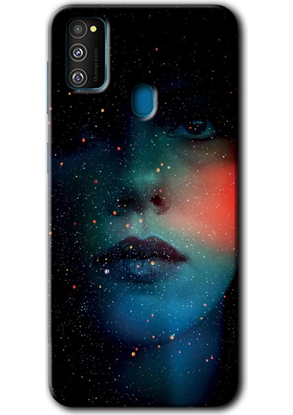 Samsung Galaxy M21 Kılıf Hd Desen Baskılı Arka Kapak - Karanlık Kadın