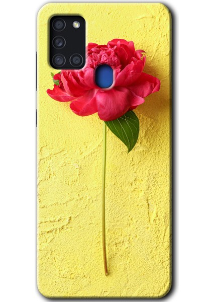 Samsung Galaxy A21S Kılıf Hd Desen Baskılı Arka Kapak - Kırmızı Gül