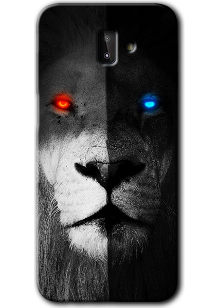 Samsung Galaxy J6 Plus Kılıf Hd Desen Baskılı Arka Kapak - Fire And Ice Lion
