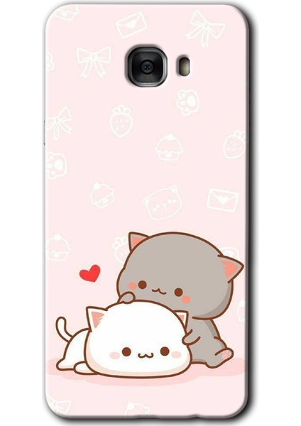 Samsung Galaxy C9 Pro Kılıf Hd Desen Baskılı Arka Kapak - Kedi Aşkı