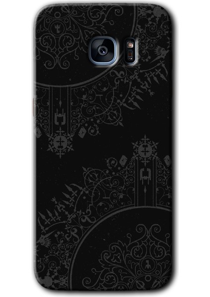 Samsung Galaxy S7 Edge Kılıf Hd Desen Baskılı Arka Kapak - Siyah Mandala
