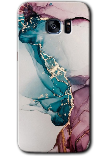 Samsung Galaxy S7 Edge Kılıf Hd Desen Baskılı Arka Kapak - Liquid Mermer
