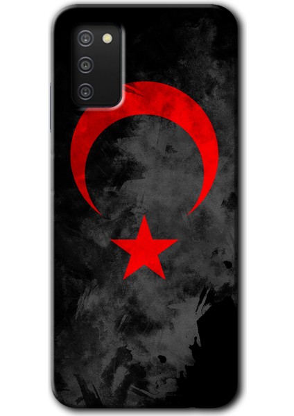 Samsung Galaxy A03S Kılıf Hd Desen Baskılı Arka Kapak - Black Ayyıldız