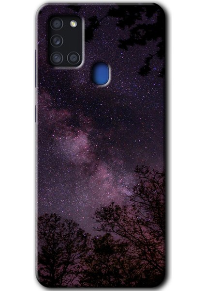 Samsung Galaxy A21S Kılıf Hd Desen Baskılı Arka Kapak - Gece Galaksi