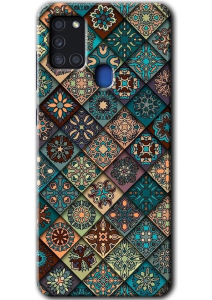 Samsung Galaxy A21S Kılıf Hd Desen Baskılı Arka Kapak - Mat Mandala