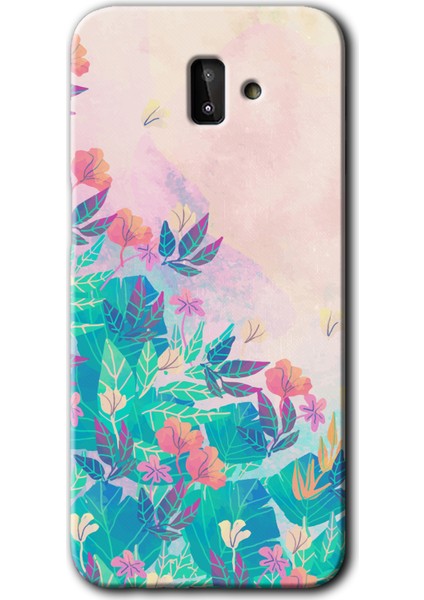 Samsung Galaxy J6 Plus Kılıf Hd Desen Baskılı Arka Kapak - Çizim Yapraklar