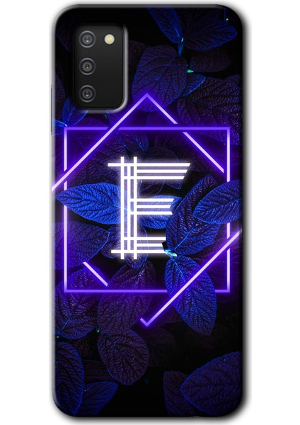 Samsung Galaxy A02S Kılıf Hd Desen Baskılı Arka Kapak - Dark Neon Yaprak E Harfi