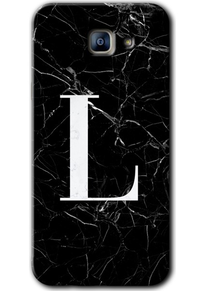 Samsung Galaxy A8 2016 Kılıf Hd Desen Baskılı Arka Kapak - Siyah Mermer Desenli L Harfi