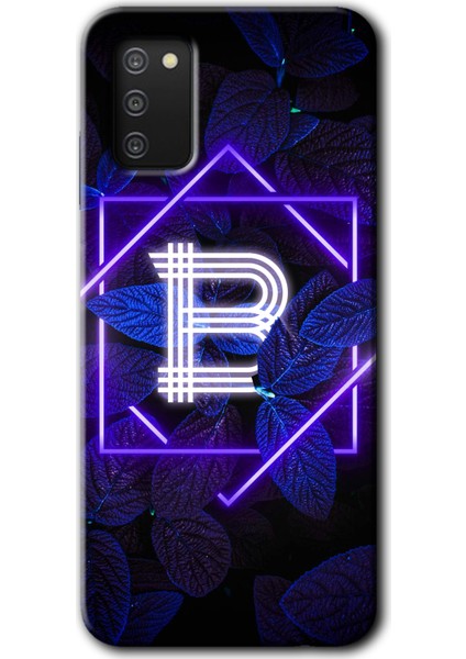 Samsung Galaxy A02S Kılıf Hd Desen Baskılı Arka Kapak - Dark Neon Yaprak B Harfi