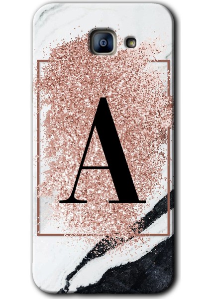 Samsung Galaxy A8 2016 Kılıf Hd Desen Baskılı Arka Kapak - Pembe Mermer Desenli A Harfi