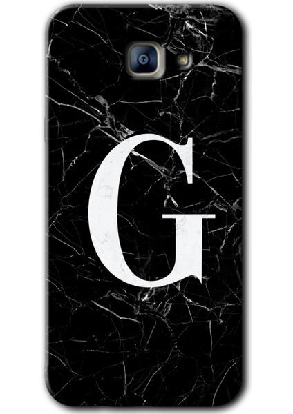Samsung Galaxy A8 2016 Kılıf Hd Desen Baskılı Arka Kapak - Siyah Mermer Desenli G Harfi