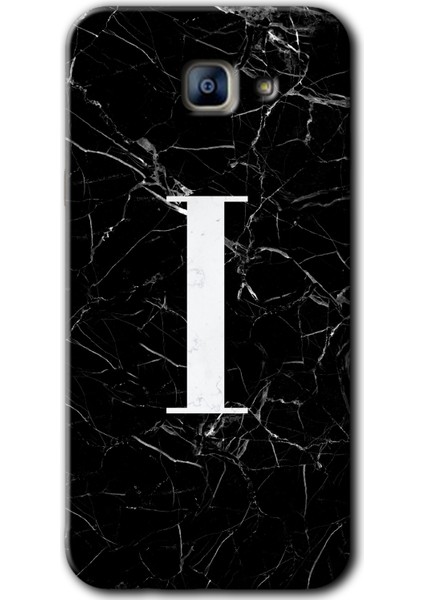 Samsung Galaxy A8 2016 Kılıf Hd Desen Baskılı Arka Kapak - Siyah Mermer Desenli I Harfi