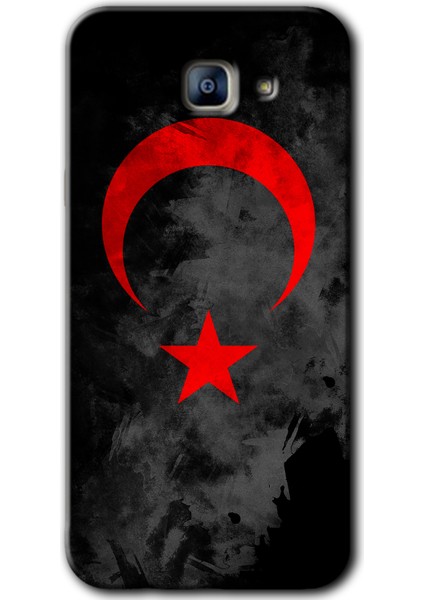 Samsung Galaxy A8 2016 Kılıf Hd Desen Baskılı Arka Kapak - Black Ayyıldız