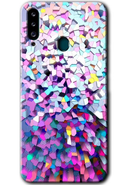 Samsung Galaxy A20S Kılıf Hd Desen Baskılı Arka Kapak - Mosaic Fragments Colorfull