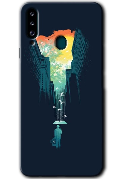 Samsung Galaxy A20S Kılıf Hd Desen Baskılı Arka Kapak - City Bird Sky