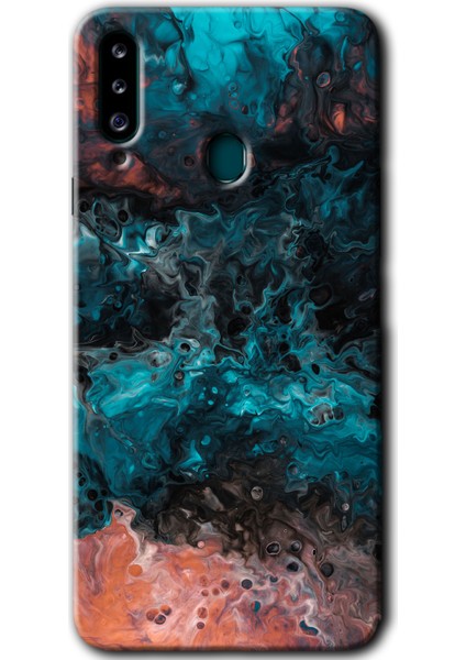 Samsung Galaxy A20S Kılıf Hd Desen Baskılı Arka Kapak - Liquid Colorfull