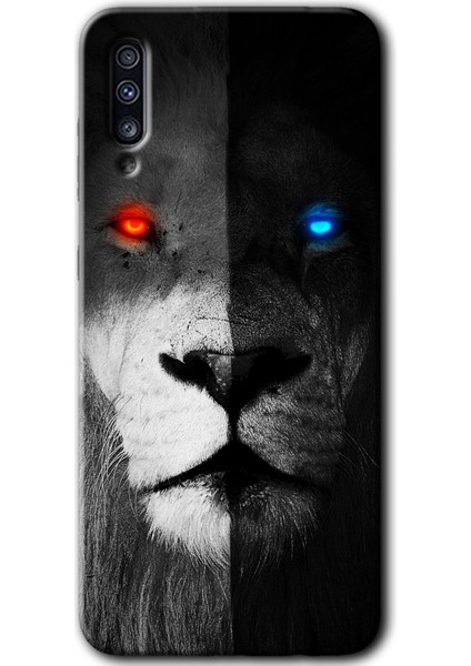 Samsung Galaxy A30S Kılıf Hd Desen Baskılı Arka Kapak - Fire And Ice Lion