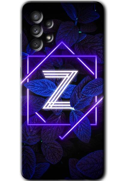 Samsung Galaxy A52S Kılıf Hd Desen Baskılı Arka Kapak - Dark Neon Yaprak Z Harfi