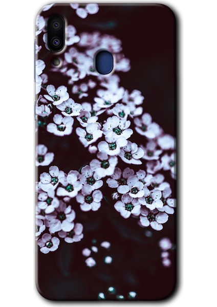 Samsung Galaxy M10 Kılıf Hd Desen Baskılı Arka Kapak - Beyaz Çiçek