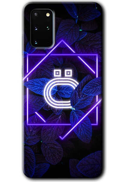 Samsung Galaxy S20 Plus Kılıf Hd Desen Baskılı Arka Kapak - Dark Neon Yaprak Ö Harfi
