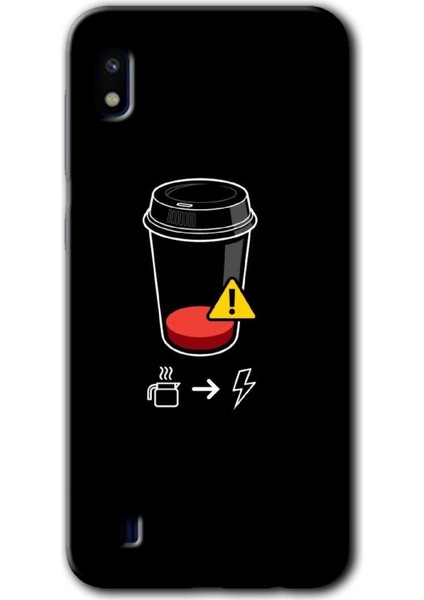 Samsung Galaxy A10 Kılıf Hd Desen Baskılı Arka Kapak - Coffee Battery