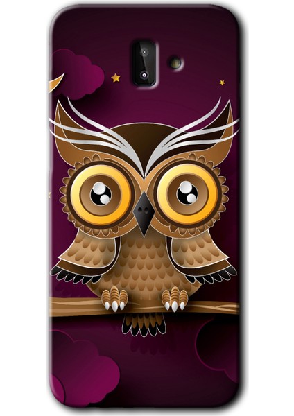 Samsung Galaxy J6 Plus Kılıf Hd Desen Baskılı Arka Kapak - Owl Bird Branch