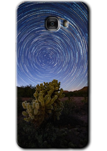 Samsung Galaxy C7 Kılıf Hd Desen Baskılı Arka Kapak - Eclipse Sky