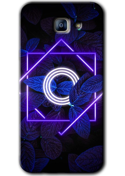 Samsung Galaxy A8 2016 Kılıf Hd Desen Baskılı Arka Kapak - Dark Neon Yaprak O Harfi