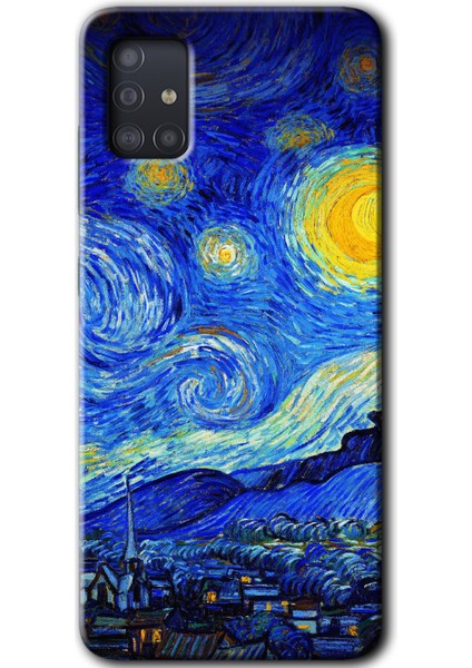 Samsung Galaxy A51 Kılıf Hd Desen Baskılı Arka Kapak - Starry Night