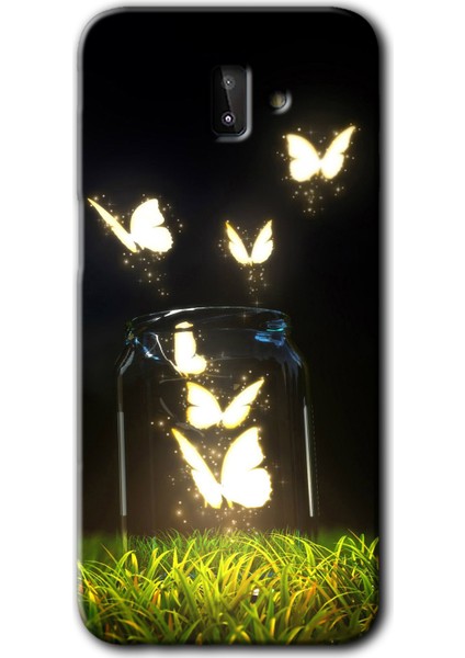 Samsung Galaxy J8 Kılıf Hd Desen Baskılı Arka Kapak - Işıklı Kelebekler