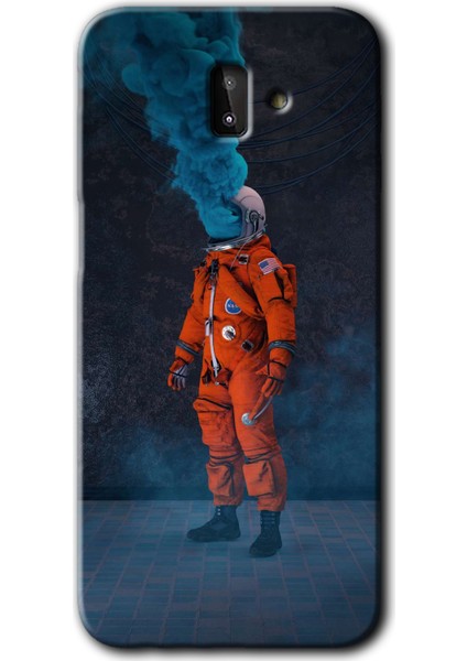 Samsung Galaxy J8 Kılıf Hd Desen Baskılı Arka Kapak - Smoke Astronot