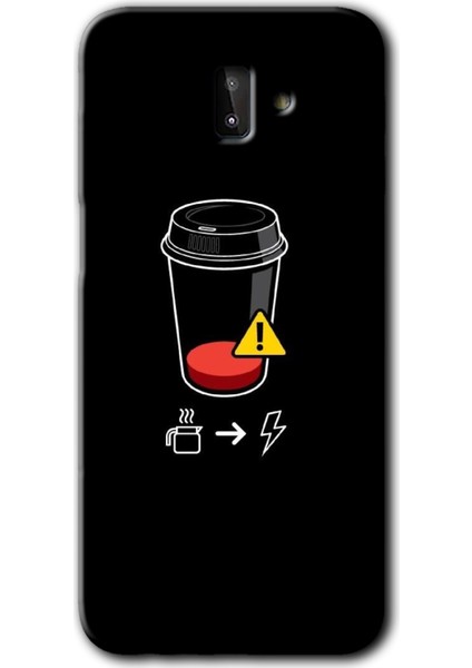 Samsung Galaxy J6 Plus Kılıf Hd Desen Baskılı Arka Kapak - Coffee Battery
