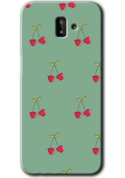 Samsung Galaxy J6 Plus Kılıf Hd Desen Baskılı Arka Kapak - Kiraz Berry