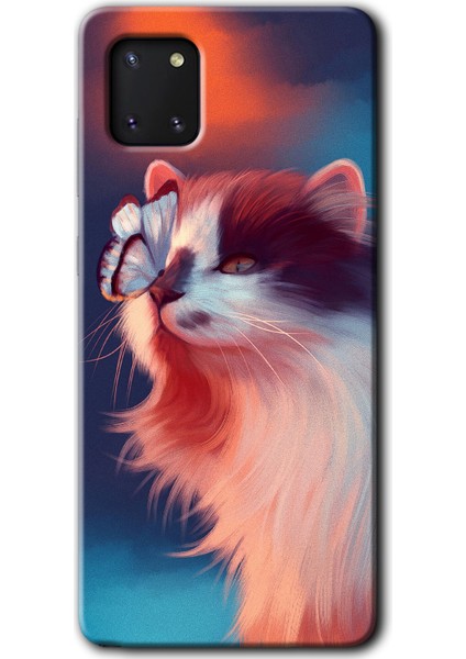 Bera Aksesuar Samsung Galaxy Note 10 Lite Kılıf Hd Desen Baskılı Arka Kapak - Cat Butterfly