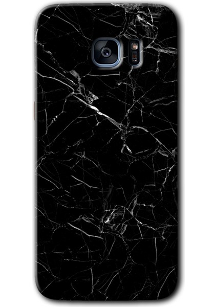 Samsung Galaxy S7 Edge Kılıf Hd Desen Baskılı Arka Kapak - Siyah Mermer