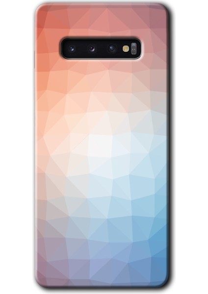 Samsung Galaxy S10 Kılıf Hd Desen Baskılı Arka Kapak - Polygon Graident 3